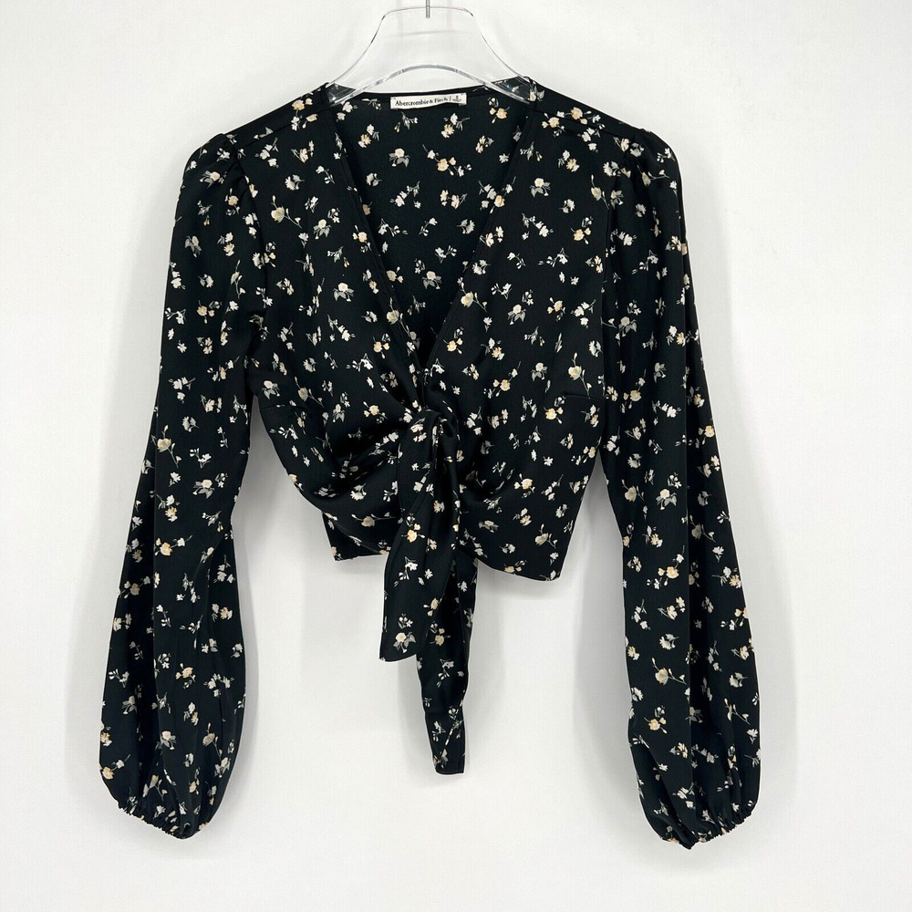 Abercrombie & Fitch Top Women S Floral Tie Front Cropped Fairy Coquette Feminine